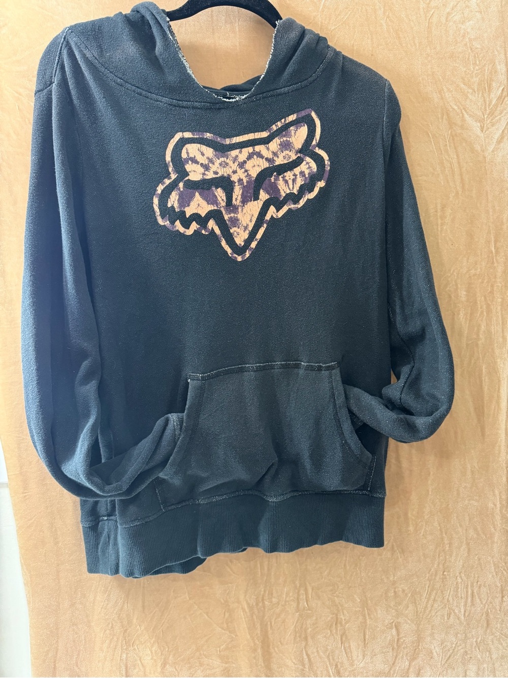 Fox Black Hoodie with coral Graphic Logo
